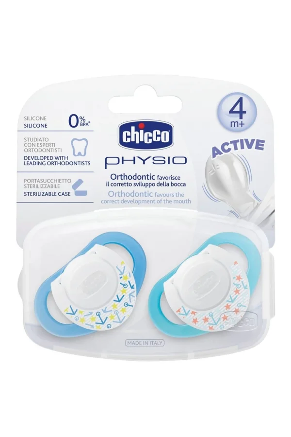 Chicco Physio Silikon Emzik 4m+ 2li - Mavi