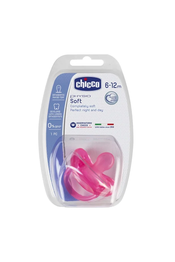 Chicco Physio Soft Silikon Emzik 12 Ay Pembe