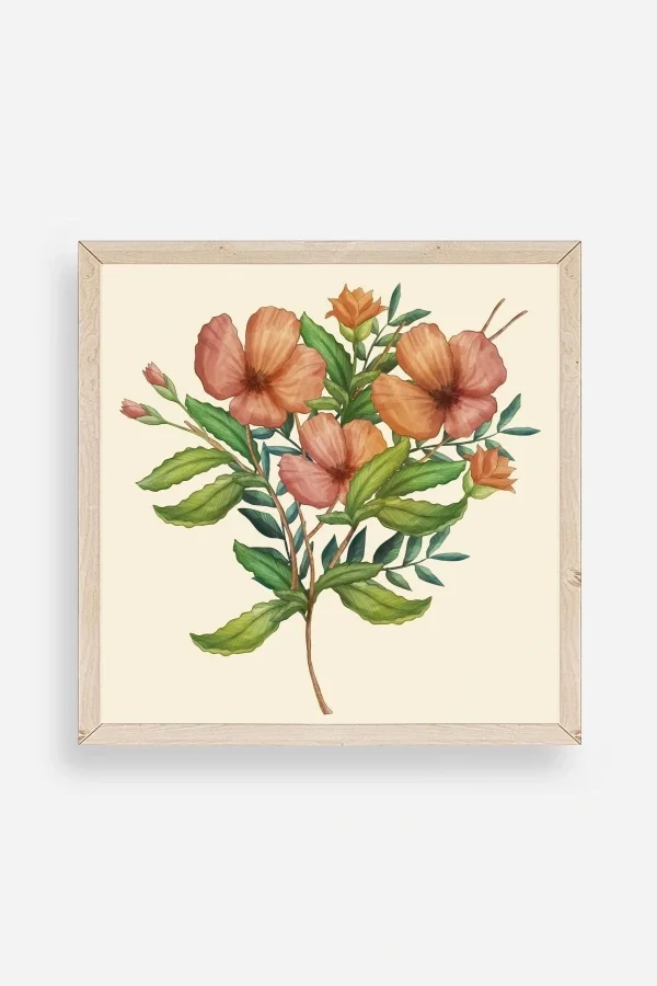 Çiçek Ahşap Çerçeveli Tablo