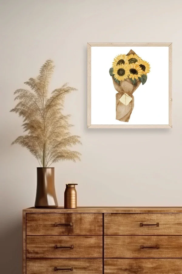 Çiçek Ahşap Çerçeveli Tablo