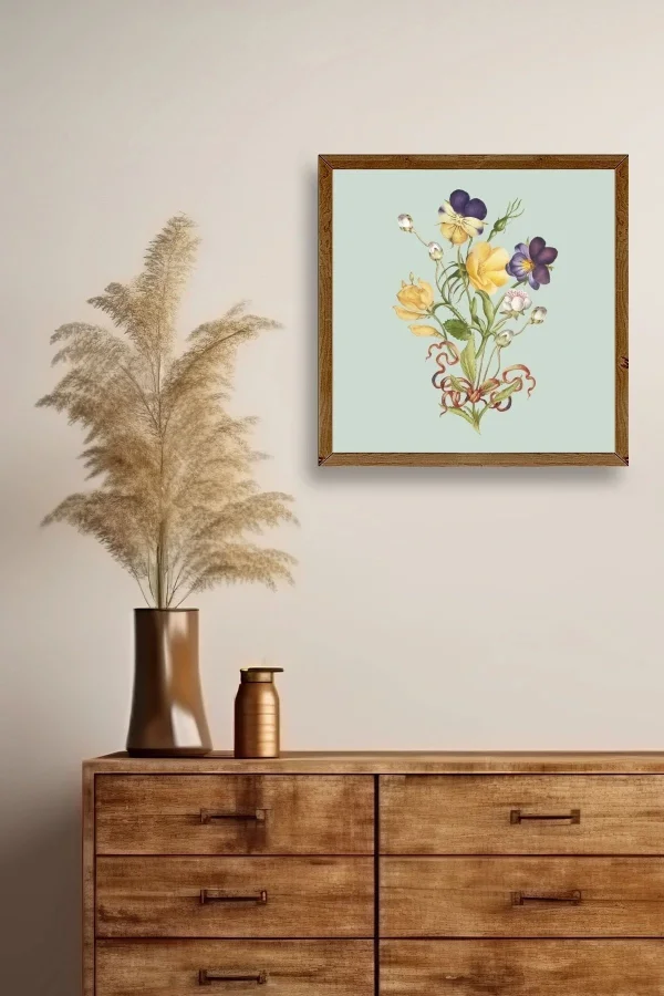 Çiçek Ahşap Çerçeveli Tablo