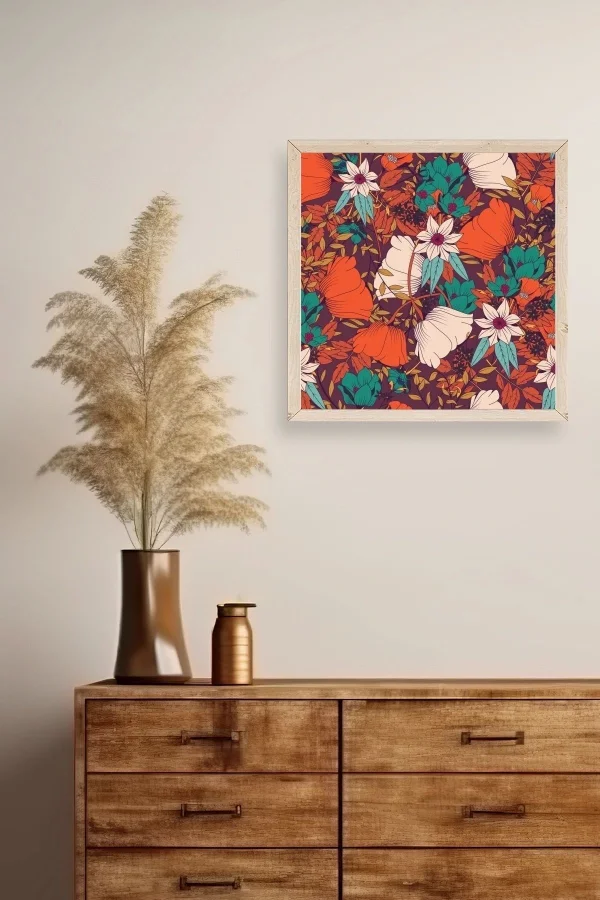 Çiçek Ahşap Çerçeveli Tablo