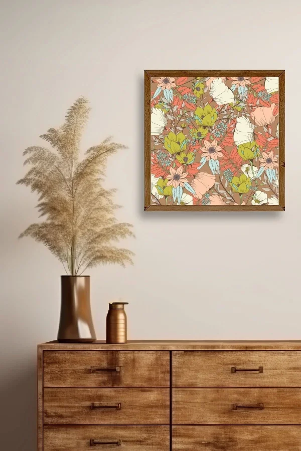 Çiçek Ahşap Çerçeveli Tablo