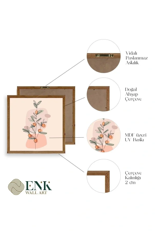 Çiçek Ahşap Çerçeveli Tablo