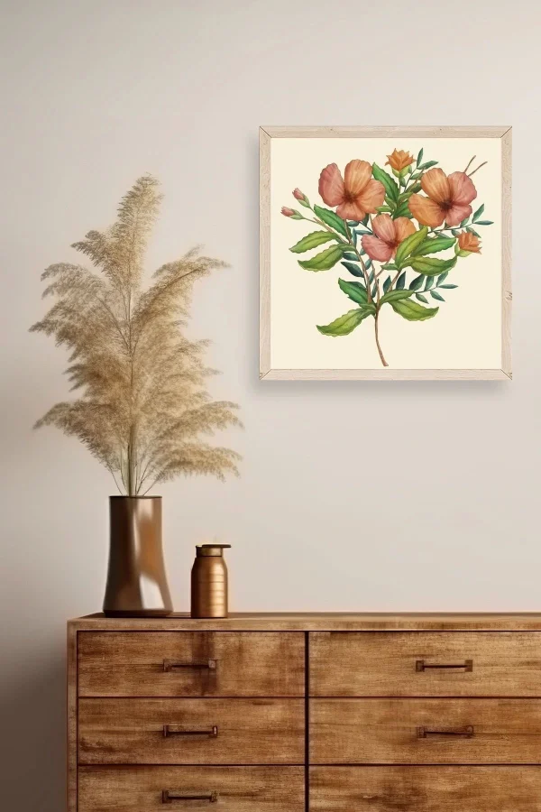 Çiçek Ahşap Çerçeveli Tablo