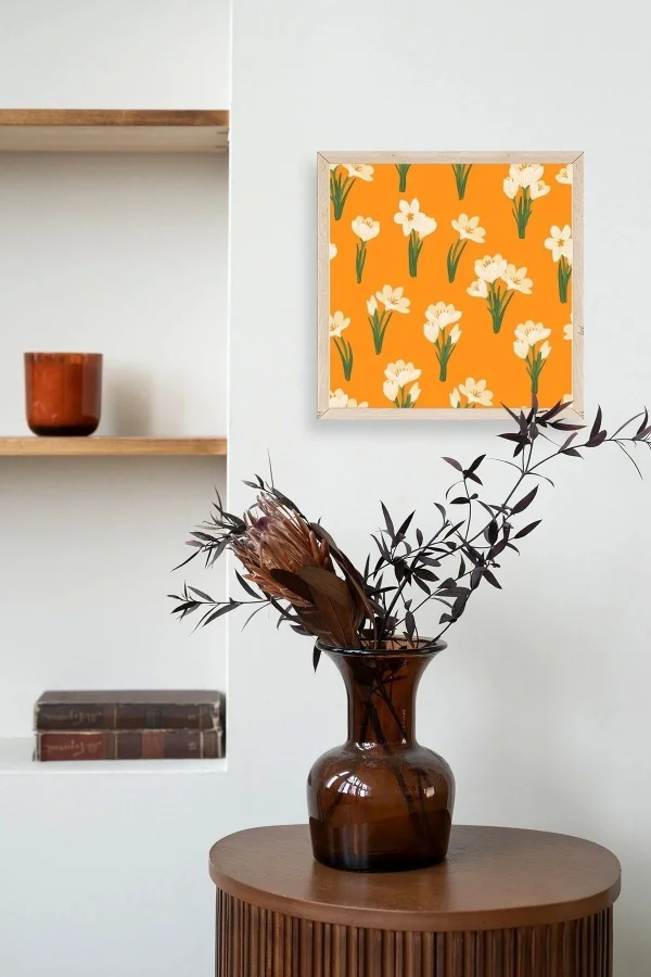 Çiçek Ahşap Çerçeveli Tablo