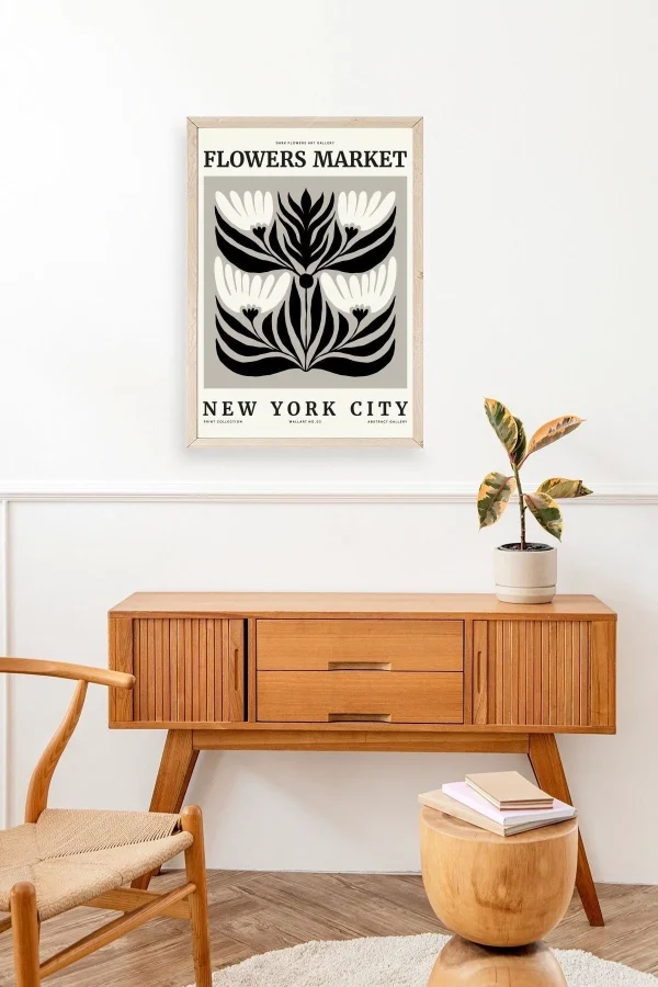 Çiçek Ahşap Çerçeveli Tablo