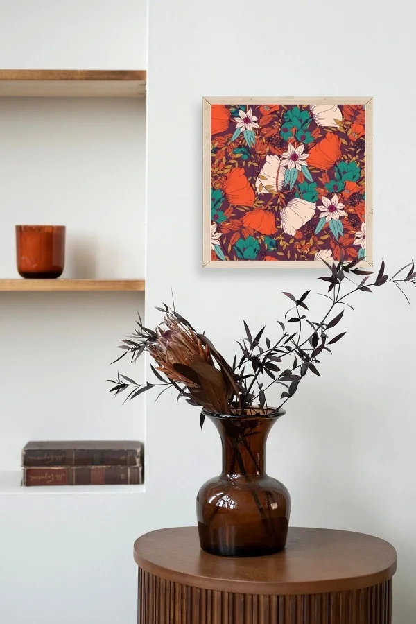 Çiçek Ahşap Çerçeveli Tablo