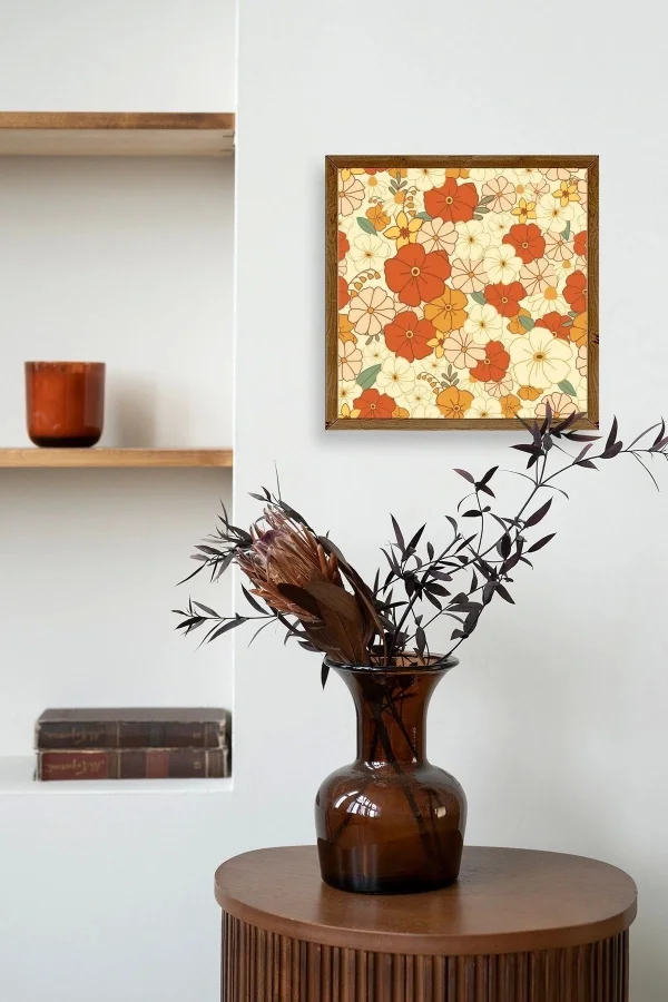 Çiçek Ahşap Çerçeveli Tablo