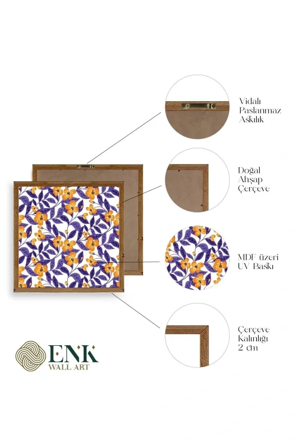 Çiçek Ahşap Çerçeveli Tablo