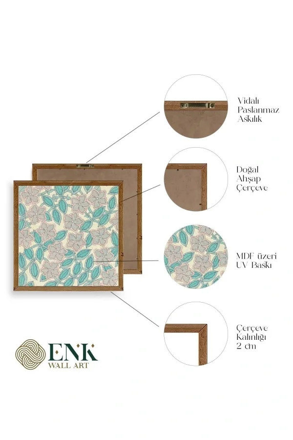 Çiçek Ahşap Çerçeveli Tablo