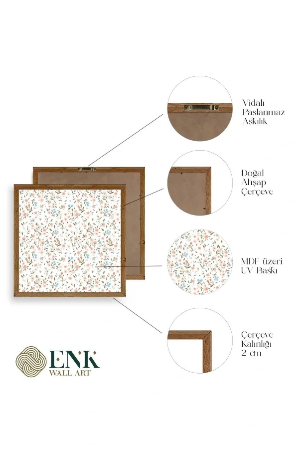Çiçek Ahşap Çerçeveli Tablo