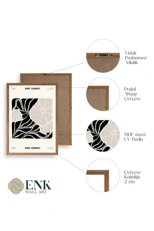 Çiçek Ahşap Çerçeveli Tablo