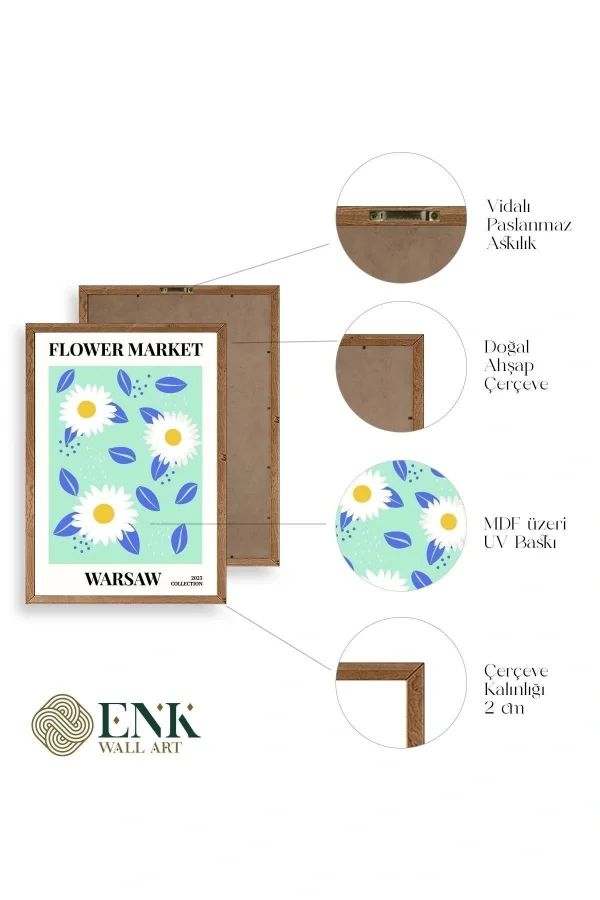 Çiçek Ahşap Çerçeveli Tablo