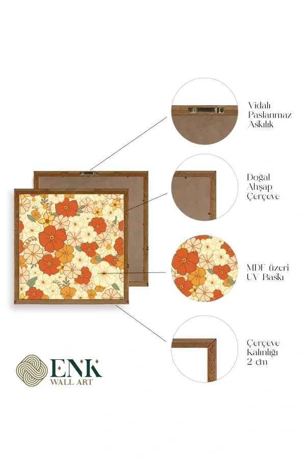 Çiçek Ahşap Çerçeveli Tablo