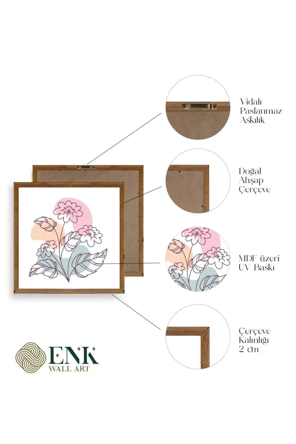 Çiçek Ahşap Çerçeveli Tablo
