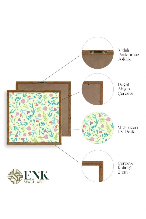 Çiçek Ahşap Çerçeveli Tablo