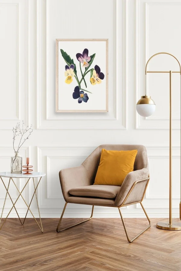 Çiçekler Ahşap Çerçeveli Tablo