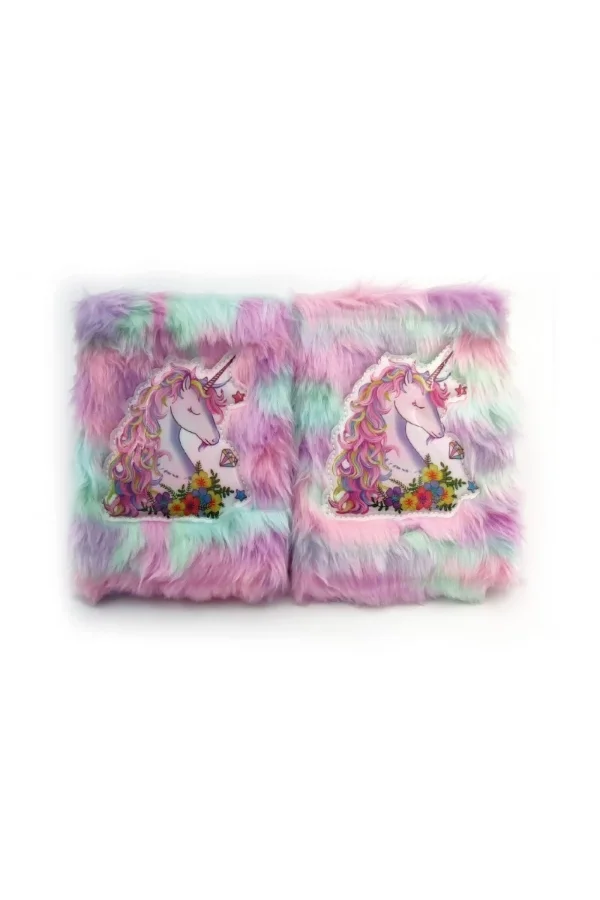 Çiçekli Unicorn Tasarımlı Peluş Hatıra Defteri