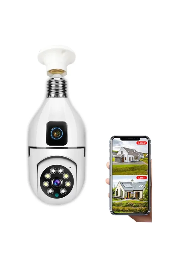 Çift Lensli Duy Girişli Kablosuz Ampul Kamera