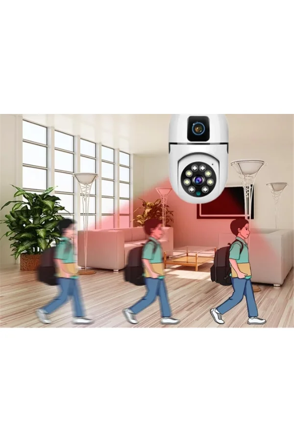 Çift Lensli Duy Girişli Kablosuz Ampul Kamera