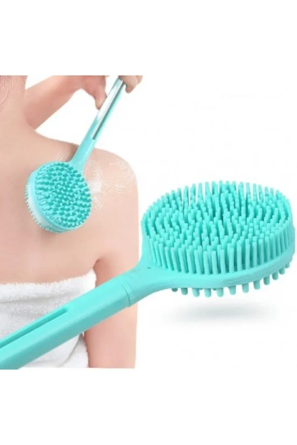 Çift Taraflı Silikon Uzun Saplı Banyo Fırçası