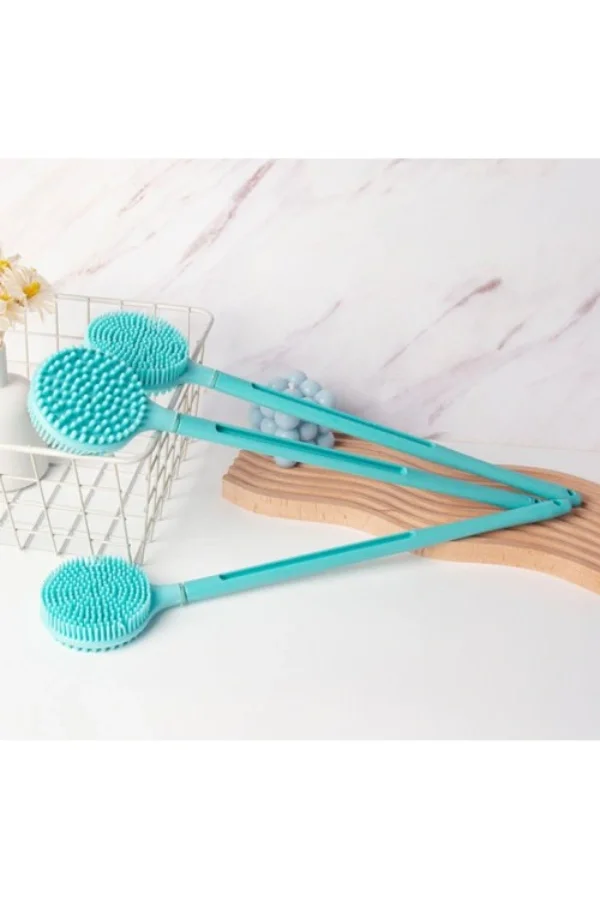 Çift Taraflı Silikon Uzun Saplı Banyo Fırçası
