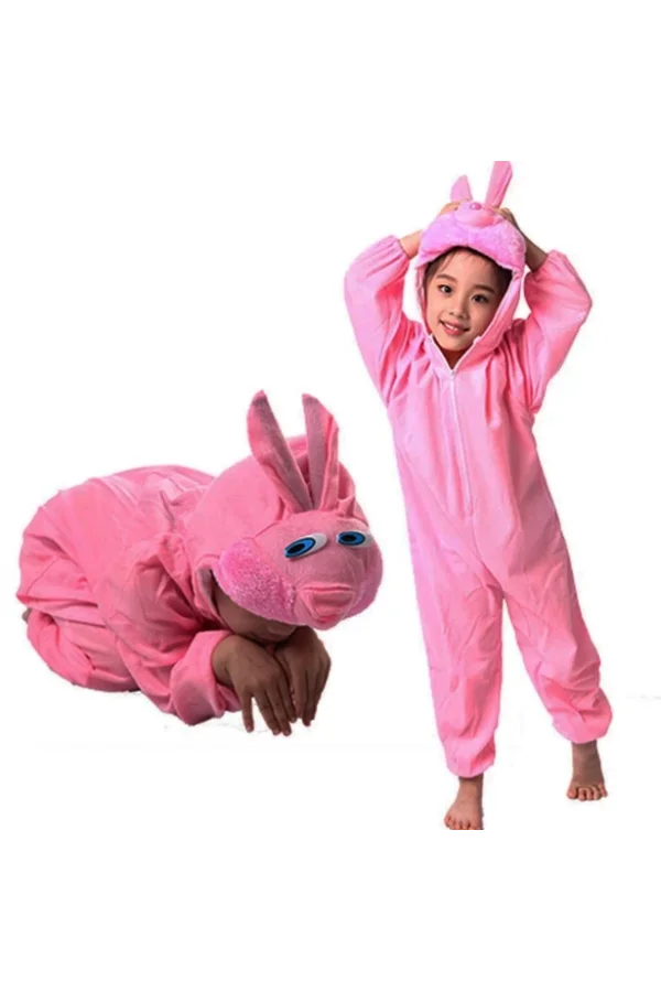 Çocuk Tavşan Kostümü Pembe Renk 4-5 Yaş