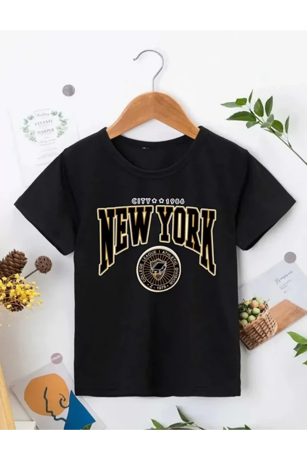 Çocuk Unisex Baskılı T-Shirt - Siyah