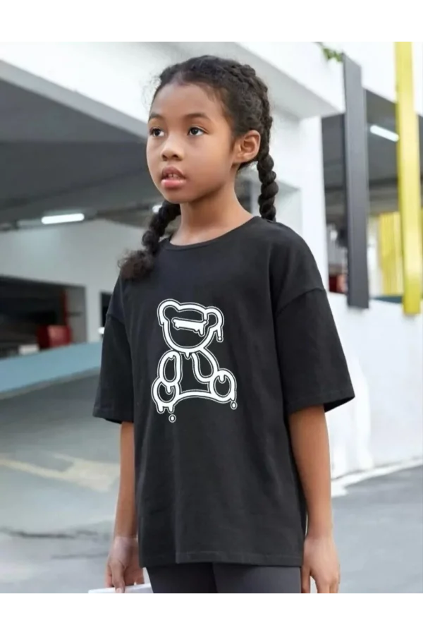 Çocuk Unisex Baskılı T-Shirt - Siyah