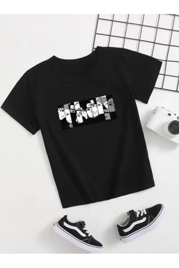 Çocuk Unisex Baskılı T-Shirt - Siyah