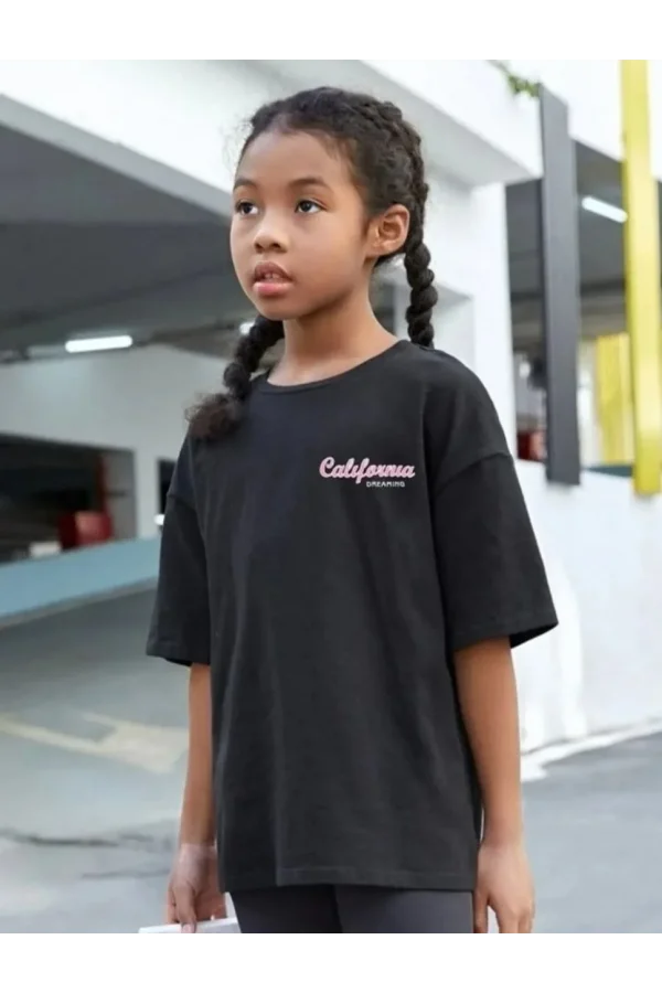 Çocuk Unisex Baskılı T-Shirt - Siyah