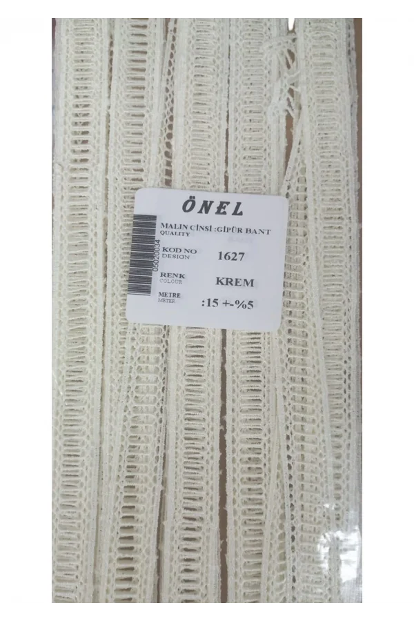 Dantel Polyester Güpür Bant Krem 15 Metre En 3 cm ON-1627-KR