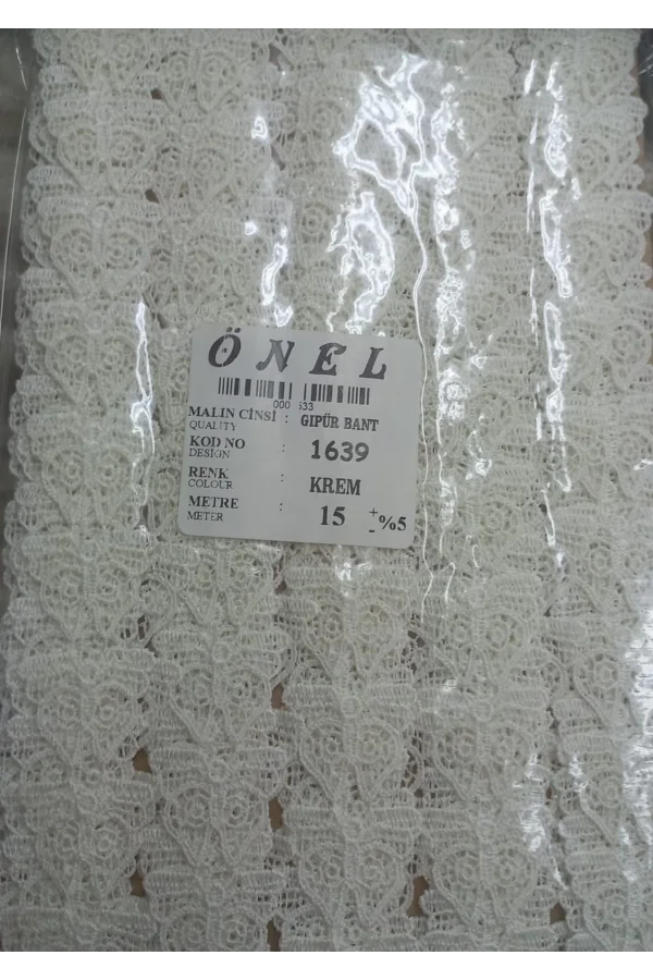 Dantel Polyester Güpür Bant Krem 15 Metre En 6 cm ON-1639-KR