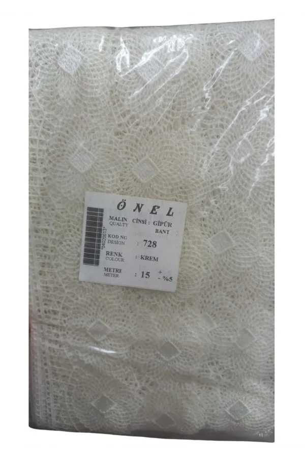 Dantel Polyester Güpür Bant Krem 15 Metre En 6 cm ON-728-KR