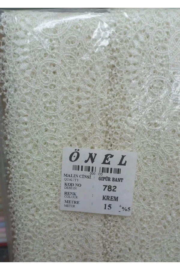 Dantel Polyester Güpür Bant Krem 15 Metre En 6 cm ON-782-KR