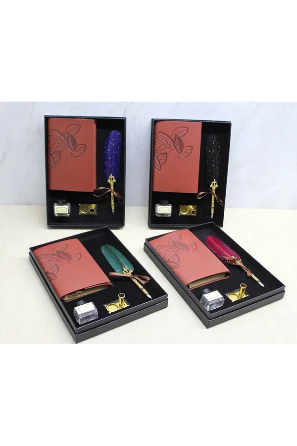 Deri Defterli Divit Hokka Seti Model 2