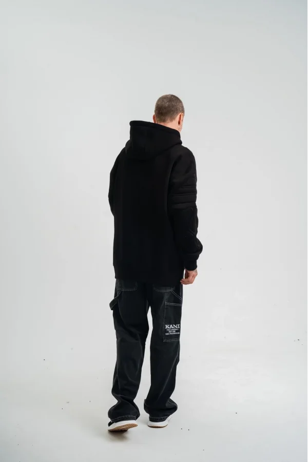 Double Oversize Kapşonlu Nakışlı SweatShirt - Siyah