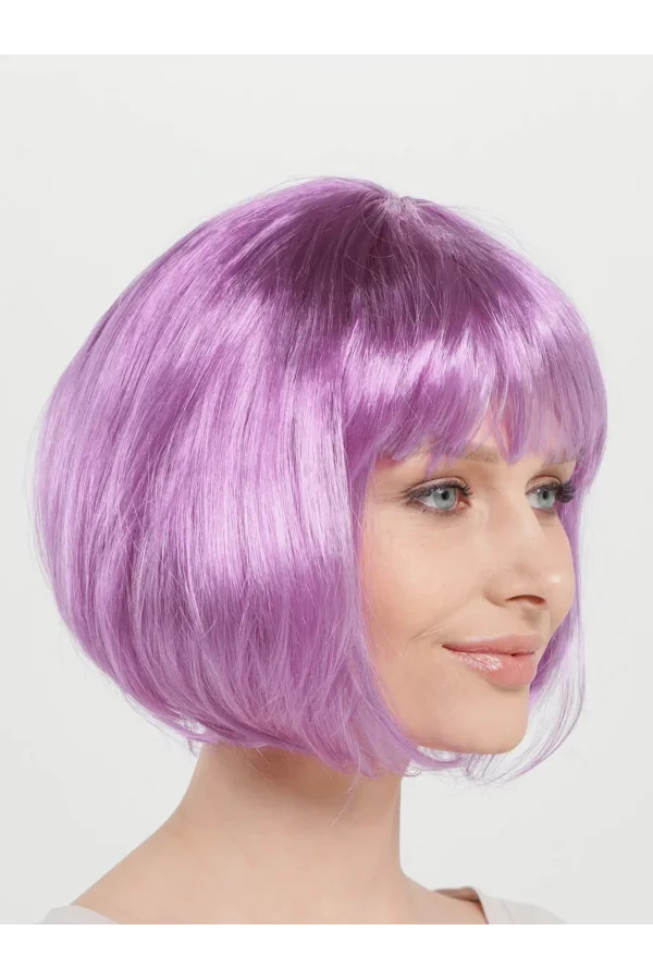 Düz Kesim Küt Parti Peruğu Rose Pembe