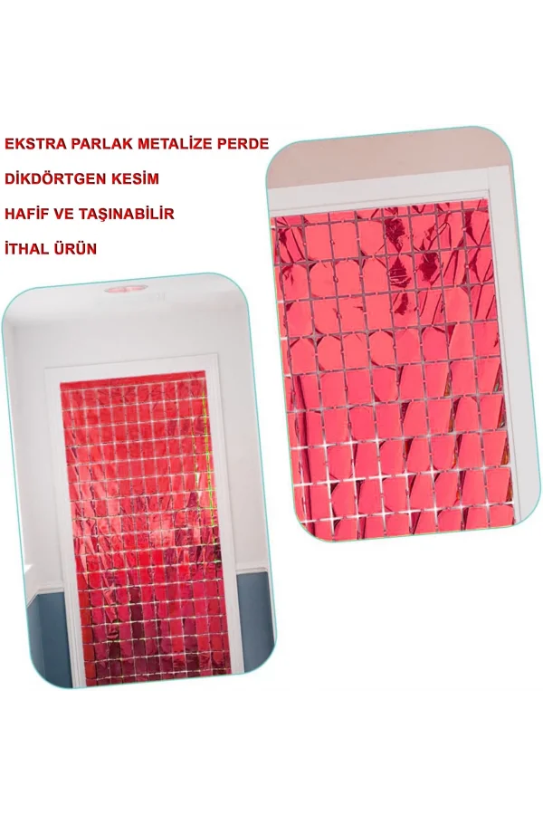Kırmızı Disko Dikdörtgen Kesim Kapı Perdesi