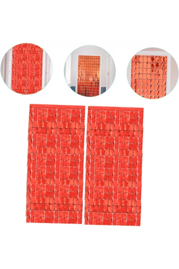 Kırmızı Disko Dikdörtgen Kesim Kapı Perdesi