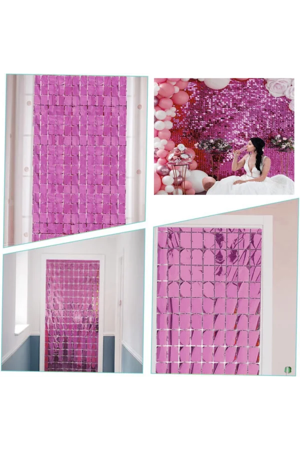 Rose Gold Disko Dikdörtgen Kesim Kapı Perdesi