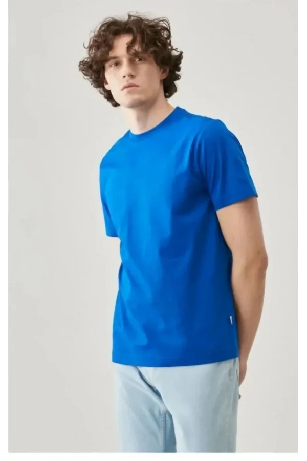 Erkek 24/1 Düz A Kalite Oversize T-shirt - Mavi