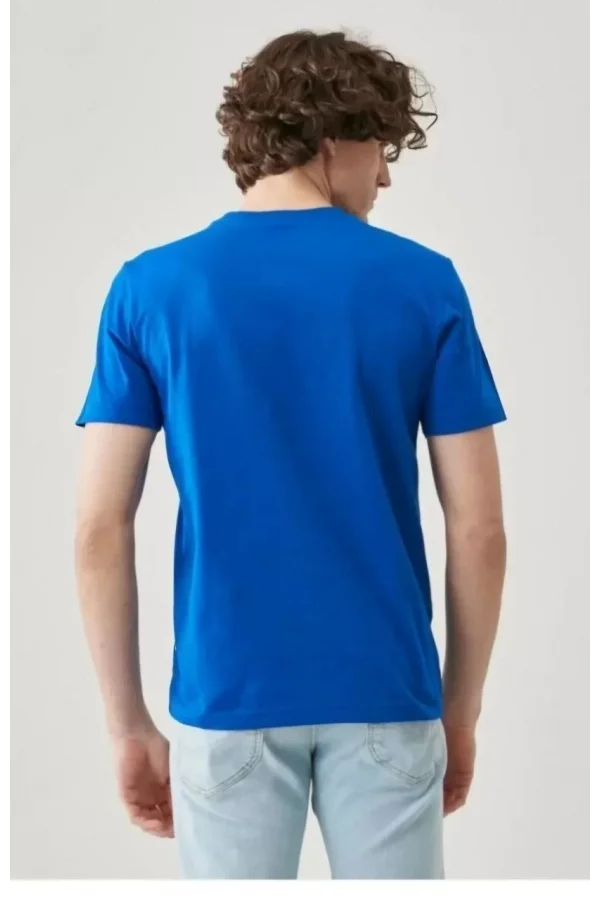 Erkek 24/1 Düz A Kalite Oversize T-shirt - Mavi