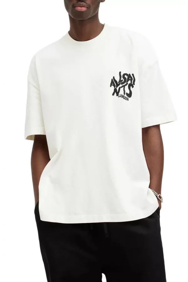 Erkek Baskılı Oversize T-shirt - Beyaz