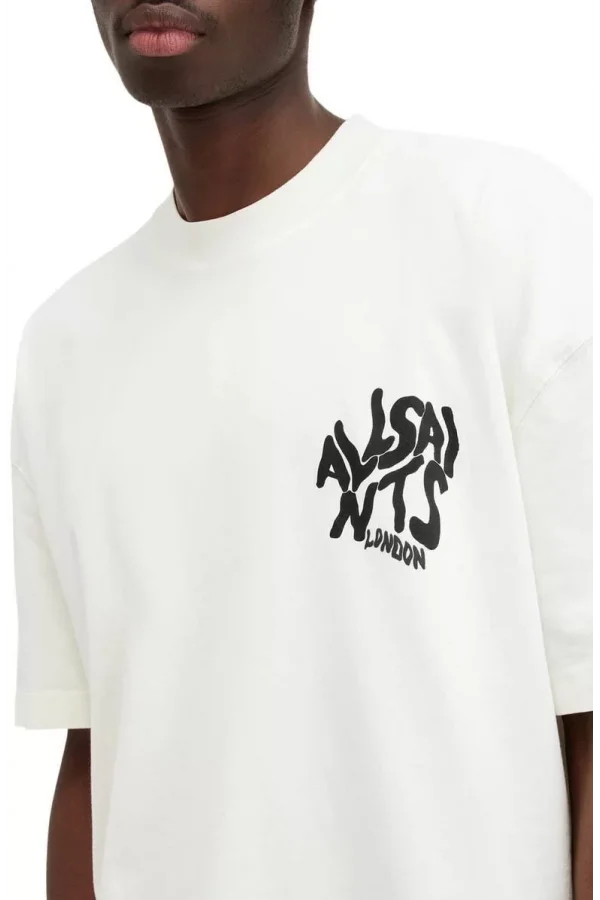 Erkek Baskılı Oversize T-shirt - Beyaz