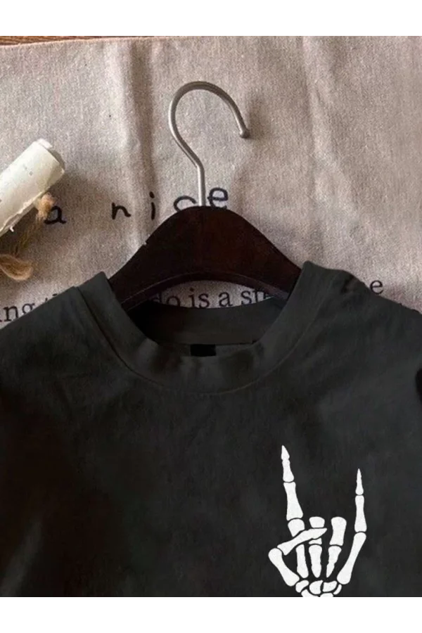 Erkek Baskılı Oversize T-shirt - Siyah