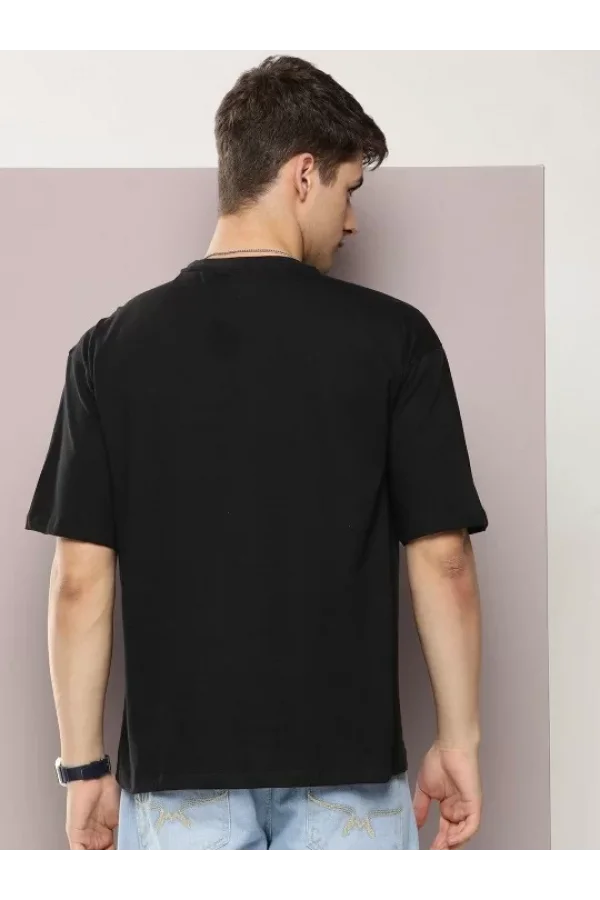 Erkek Baskılı Oversize T-shirt - Siyah