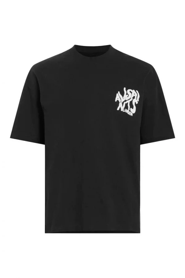 Erkek Baskılı Oversize T-shirt - Siyah