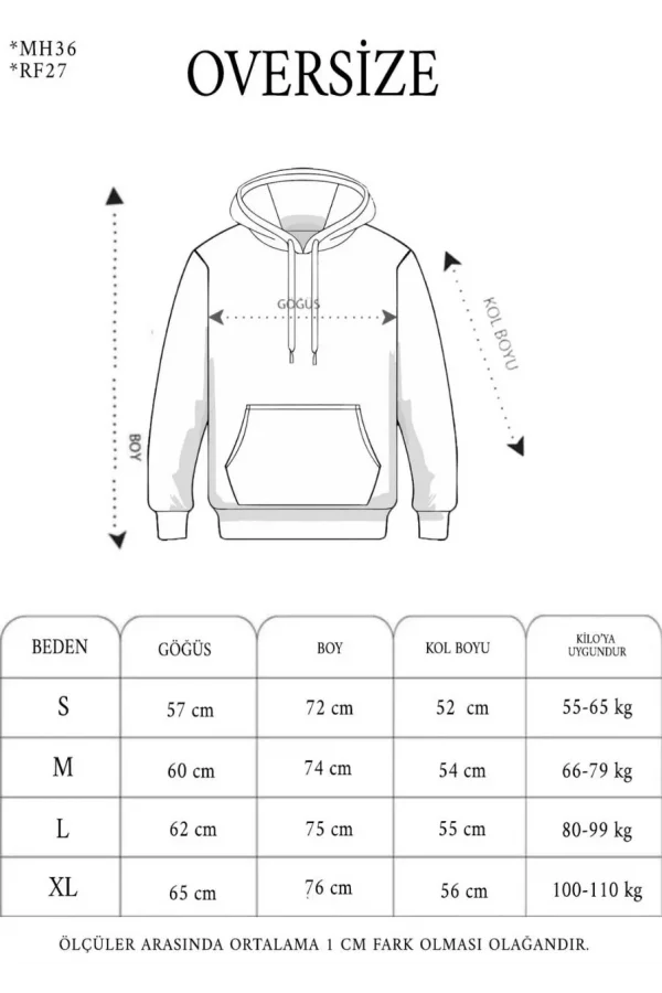 Erkek Nakış İşlemeli Kapşonlu Antrasit Sweatshirt Üç İplik Double Oversize- Füme